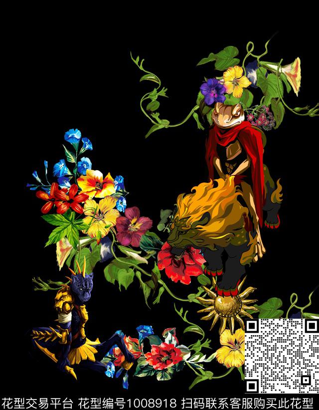 Z9990.jpg - 1008918 - 动物花卉 数码花型 植物 - 数码印花花型 － 男装花型设计 － 瓦栏