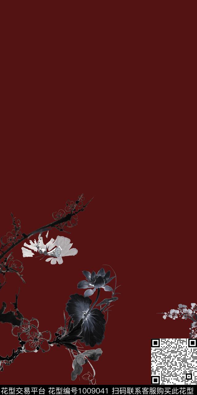 画笔kh104分层.jpg - 1009041 - 动物花卉 旗袍 水墨风 - 数码印花花型 － 女装花型设计 － 瓦栏