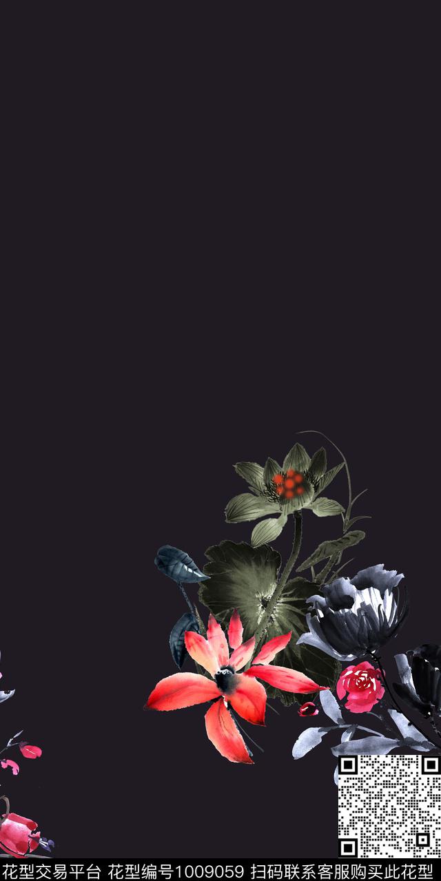 画笔kh106分层.jpg - 1009059 - 花卉 旗袍 水墨风 - 数码印花花型 － 女装花型设计 － 瓦栏