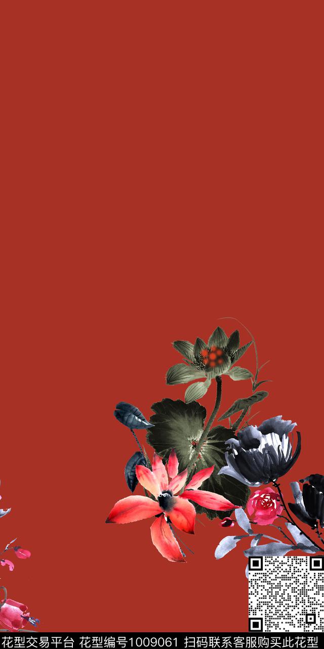 画笔kh106-2分层.jpg - 1009061 - 花卉 旗袍 水墨风 - 数码印花花型 － 女装花型设计 － 瓦栏