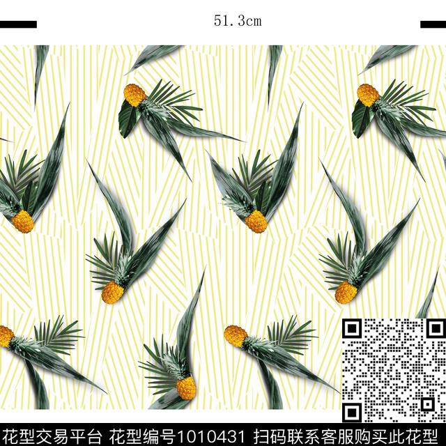 f2.jpg - 1010431 - 几何 水果 菠萝 - 数码印花花型 － 女装花型设计 － 瓦栏