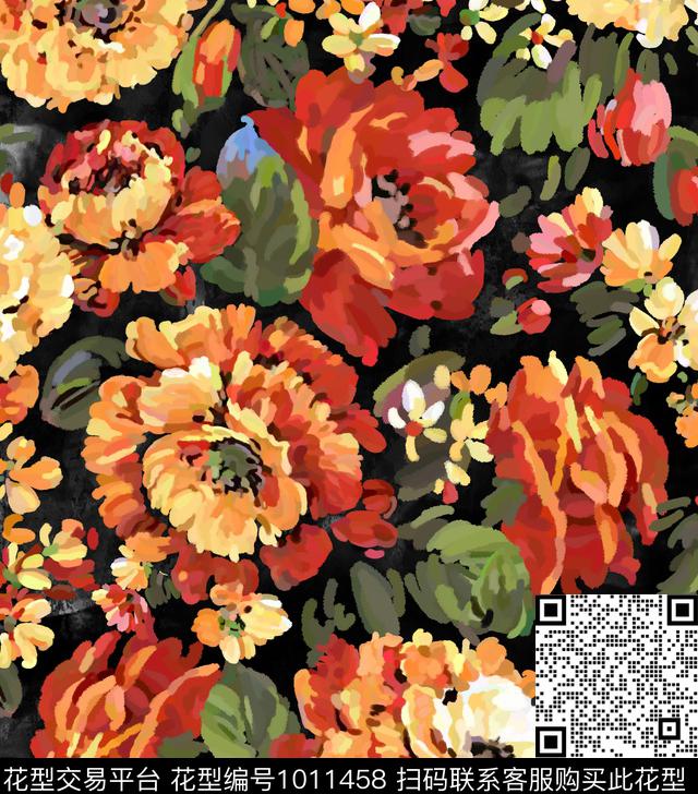 瓦栏1-4.jpg - 1011458 - 抽象 富贵花 大牌风 - 传统印花花型 － 女装花型设计 － 瓦栏