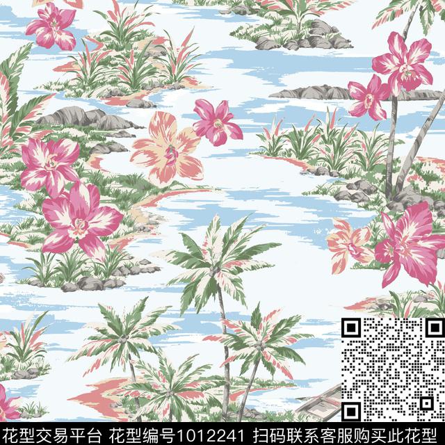 waikiki cw2_recolored2.jpg - 1012241 - 抽象 水彩花卉 花卉 - 数码印花花型 － 床品花型设计 － 瓦栏