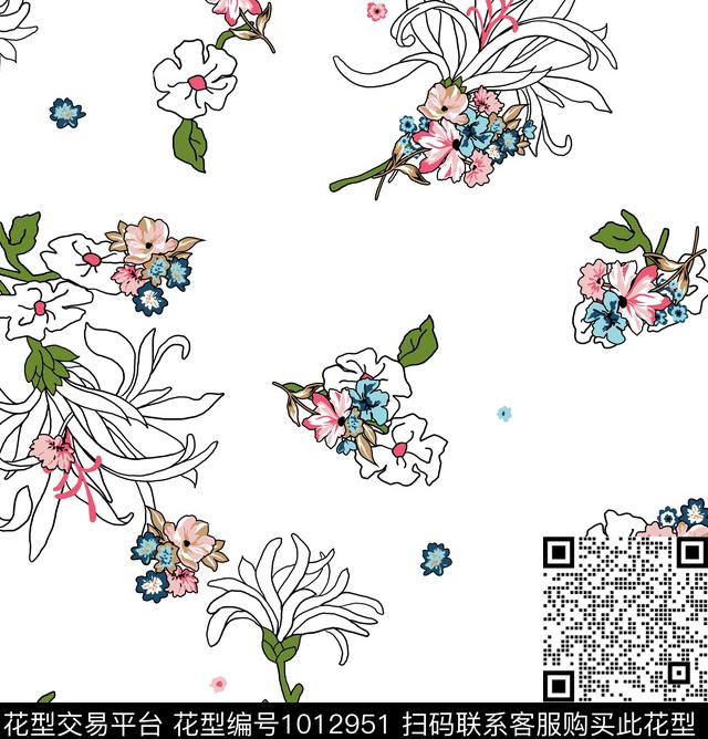花卉小碎花女性化传统印花花型下载（图片编号: 1012951） - 瓦栏（Walan）