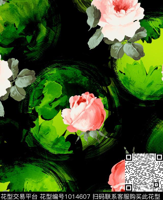 NGXL-94.jpg - 1014607 - 数码花型 抽象 花卉 - 数码印花花型 － 长巾花型设计 － 瓦栏