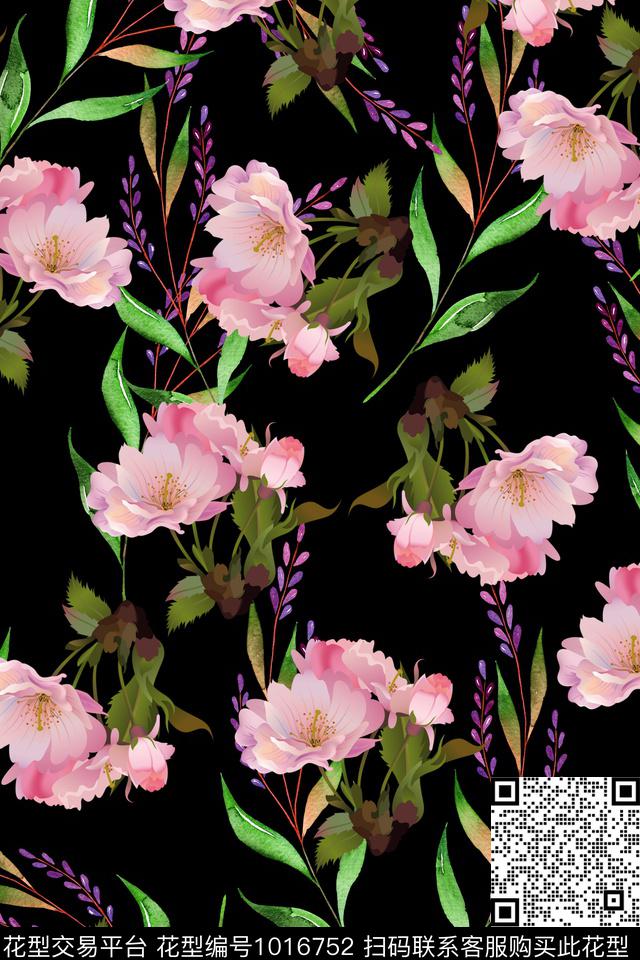 1801-05.jpg - 1016752 - 水仙花 花卉 满版散花 - 数码印花花型 － 女装花型设计 － 瓦栏