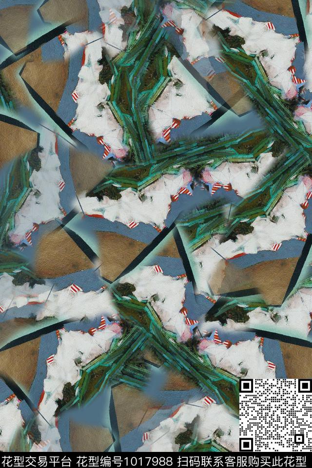 秋冬花型抽象径庭迷彩数码印花花型下载（图片编号: 1017988） - 瓦栏（Walan）