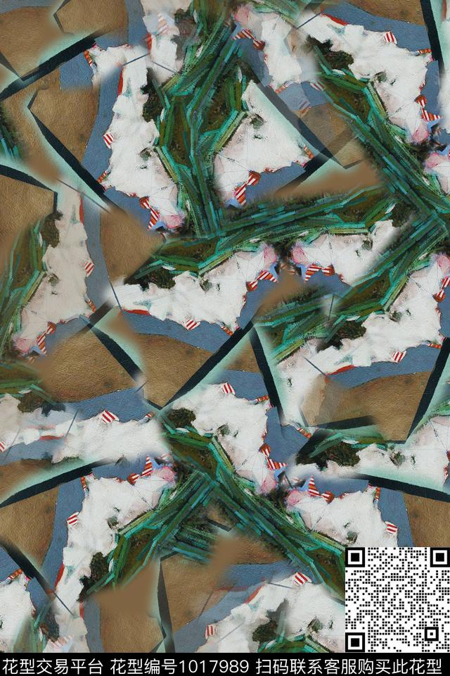 秋冬花型抽象径庭迷彩数码印花花型下载（图片编号: 1017989） - 瓦栏（Walan）