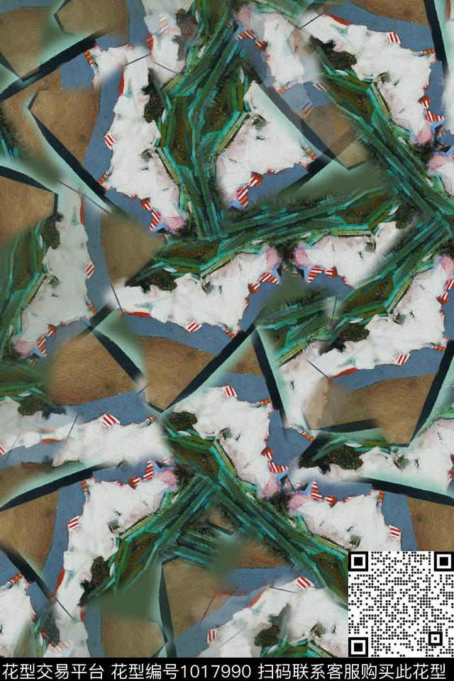 秋冬花型抽象径庭迷彩数码印花花型下载（图片编号: 1017990） - 瓦栏（Walan）