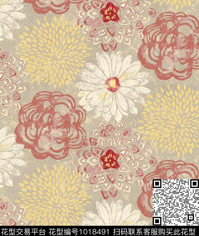 Sumatra w_new flower_Index_PLM.jpg - 1018491 - 民族风 花卉 大牌风 - 传统印花花型 － 床品花型设计 － 瓦栏