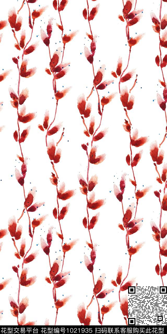 条纹春夏花型白底花数码印花花型下载（图片编号: 1021935） - 瓦栏（Walan）