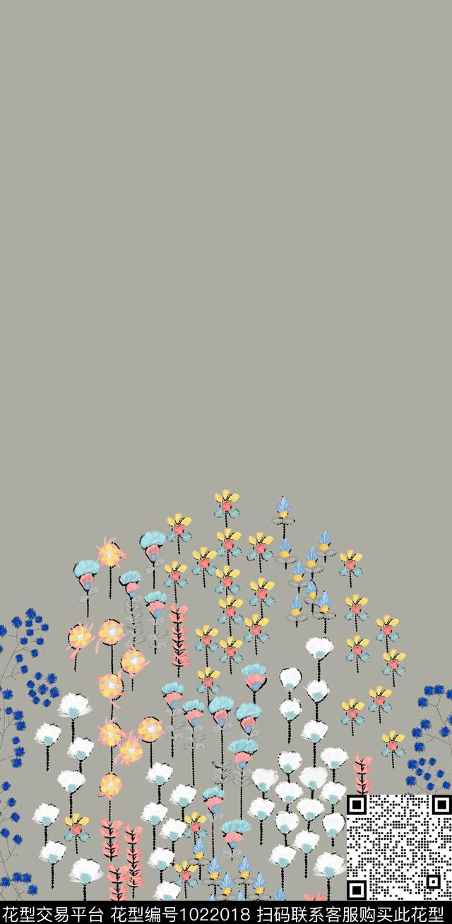 绿地清新小花.jpg - 1022018 - 数码花型 年轻女性 花卉 - 数码印花花型 － 女装花型设计 － 瓦栏