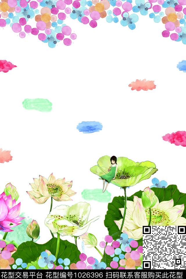 JY-8.jpg - 1026396 - 可爱 卡通人物 荷花 - 数码印花花型 － 女装花型设计 － 瓦栏