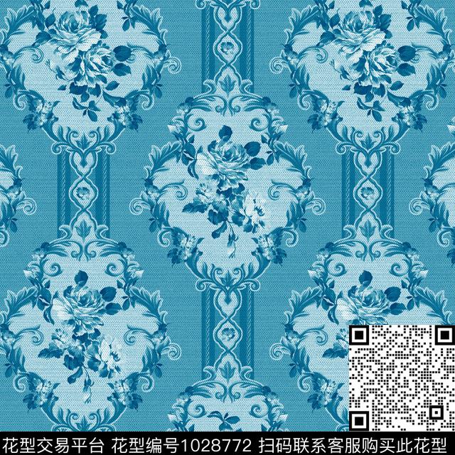 沙发图案2.jpg - 1028772 - 数码花型 古典花纹 花卉 - 数码印花花型 － 沙发布花型设计 － 瓦栏