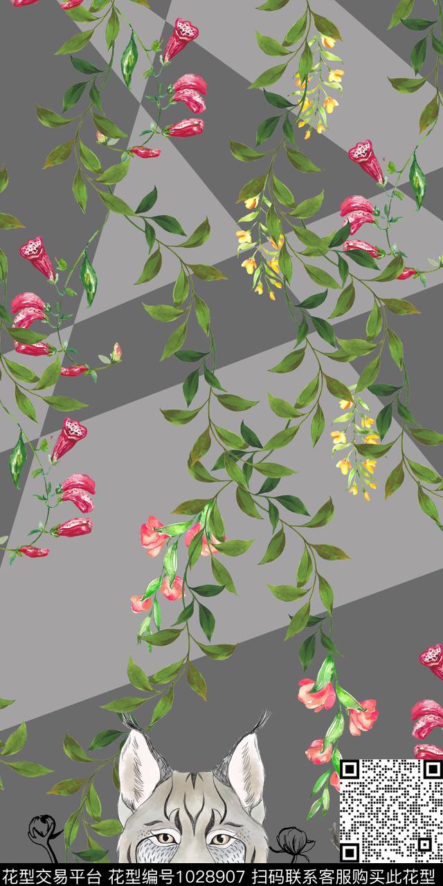 JY-10.jpg - 1028907 - 手绘花卉 几何 动物头 - 数码印花花型 － 女装花型设计 － 瓦栏