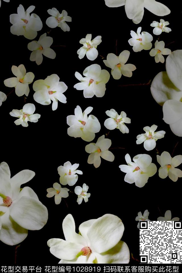 中老年玉兰花语植物数码印花花型下载（图片编号: 1028919） - 瓦栏（Walan）