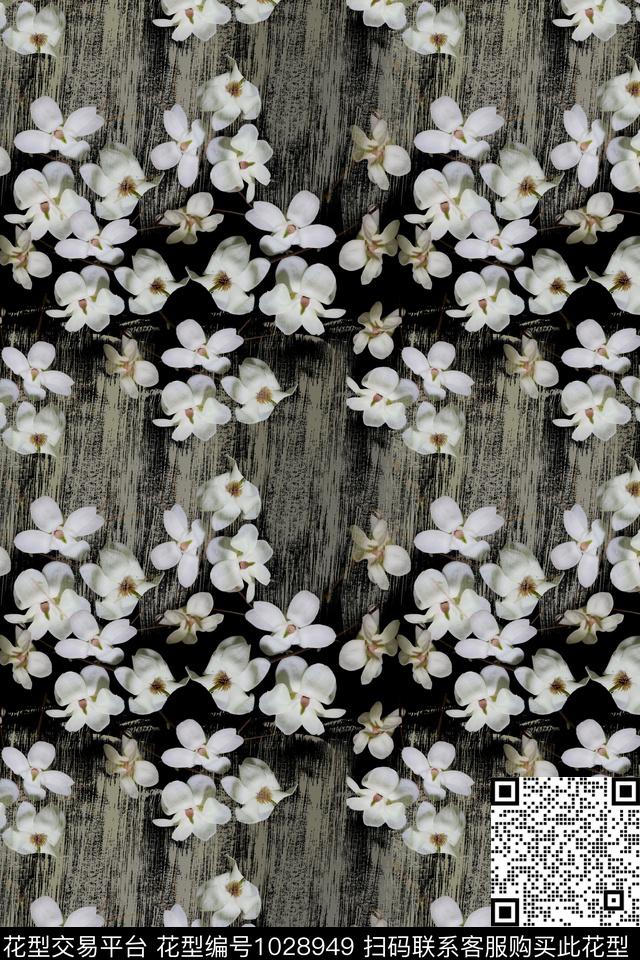 玉兰花中老年玉兰花语数码印花花型下载（图片编号: 1028949） - 瓦栏（Walan）