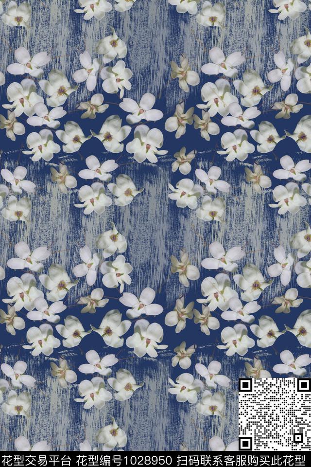 玉兰花中老年玉兰花语数码印花花型下载（图片编号: 1028950） - 瓦栏（Walan）