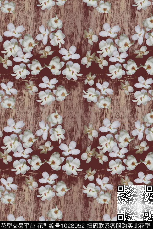 玉兰花中老年玉兰花语数码印花花型下载（图片编号: 1028952） - 瓦栏（Walan）