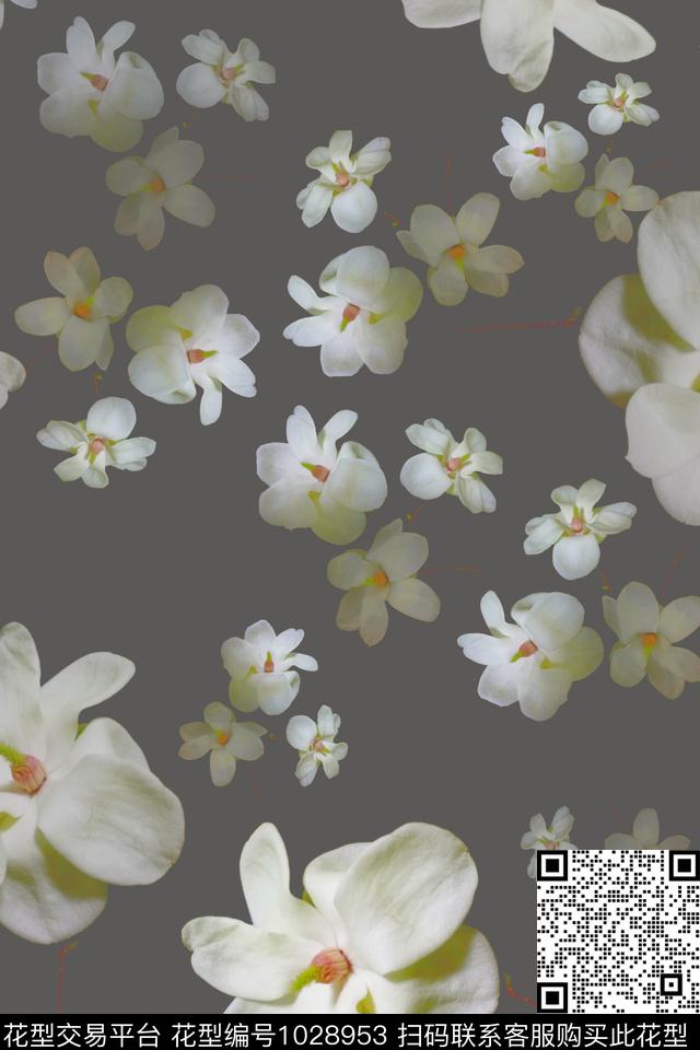 中老年玉兰花语植物数码印花花型下载（图片编号: 1028953） - 瓦栏（Walan）