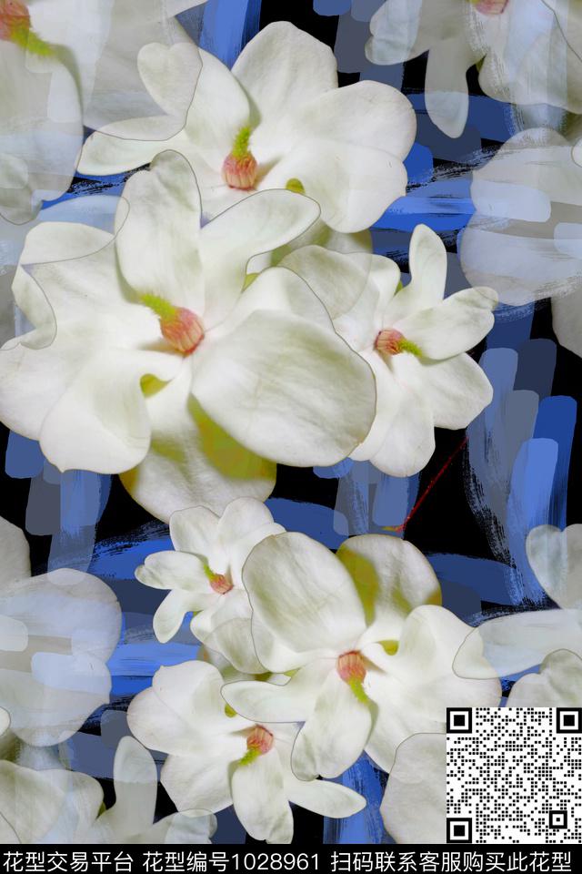 玉兰花植物玉兰花语数码印花花型下载（图片编号: 1028961） - 瓦栏（Walan）