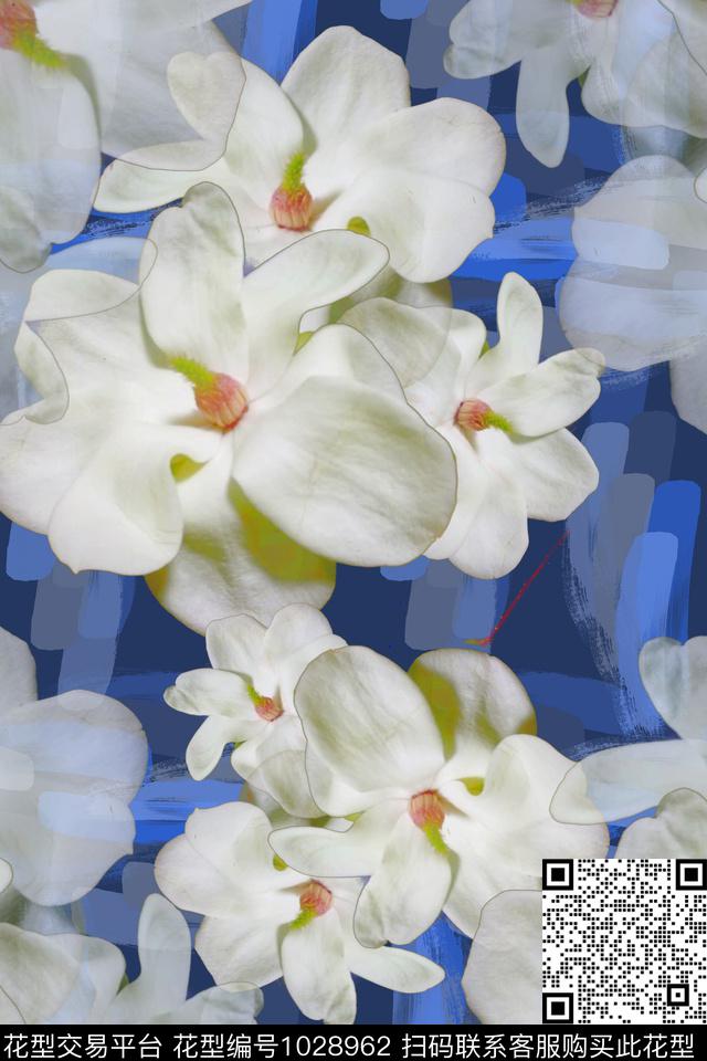 玉兰花植物玉兰花语数码印花花型下载（图片编号: 1028962） - 瓦栏（Walan）