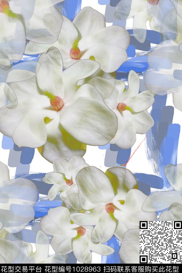 玉兰花植物玉兰花语数码印花花型下载（图片编号: 1028963） - 瓦栏（Walan）