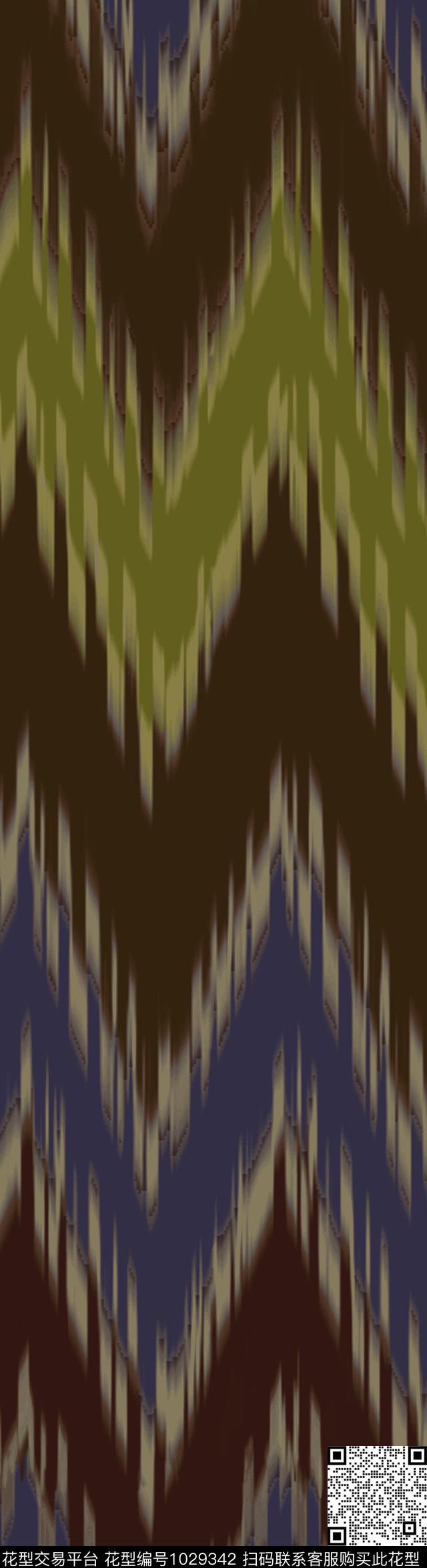 Ikat stripe-v1 index.jpg - 1029342 - 民族花卉 佩斯利 欧洲 - 传统印花花型 － 窗帘花型设计 － 瓦栏