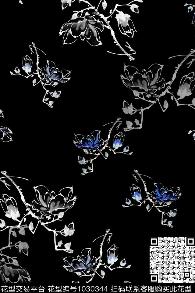 玉兰花手绘花卉玉兰花语数码印花花型下载（图片编号: 1030344） - 瓦栏（Walan）