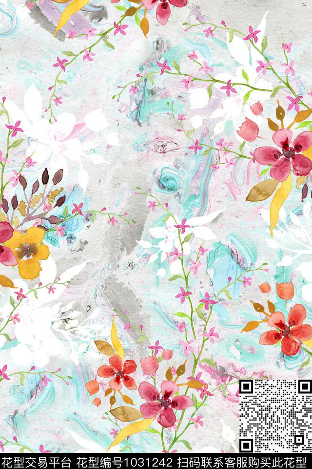 FJ--180318.jpg - 1031242 - 趣味 抽象 花卉 - 数码印花花型 － 泳装花型设计 － 瓦栏