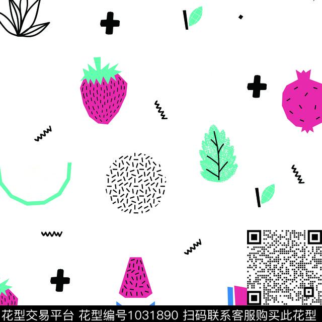 卡通趣味水果数码印花花型下载（图片编号: 1031890） - 瓦栏（Walan）