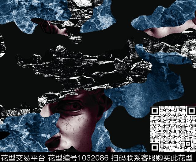 迷彩大卫-1.jpg - 1032086 - 几何 迷彩 大卫 - 数码印花花型 － 男装花型设计 － 瓦栏