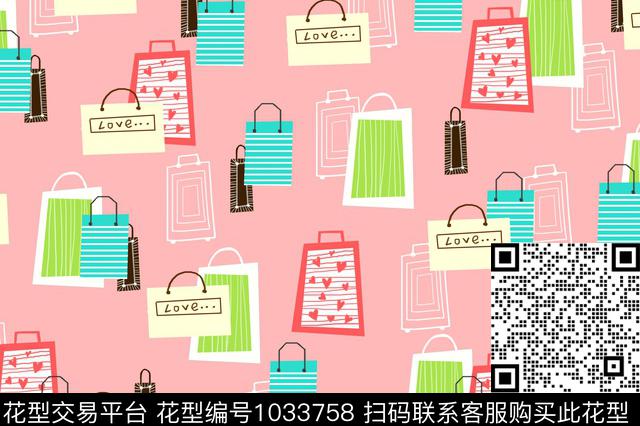 纸袋子-粉.jpg - 1033758 - 卡通 可爱 韩国 - 传统印花花型 － 童装花型设计 － 瓦栏