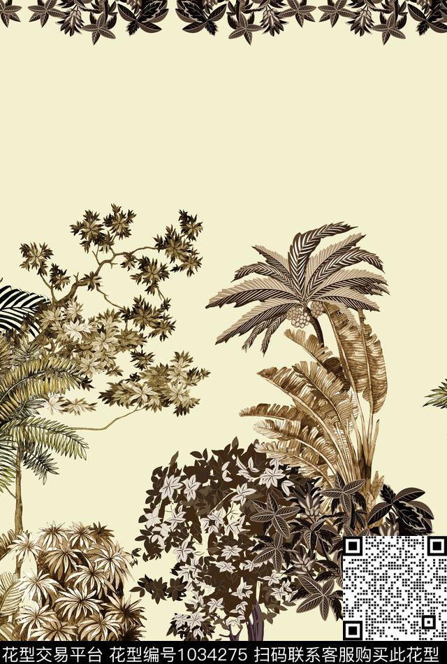 nu.jpg - 1034275 - 植物 棕榈树 树枝 - 数码印花花型 － 女装花型设计 － 瓦栏