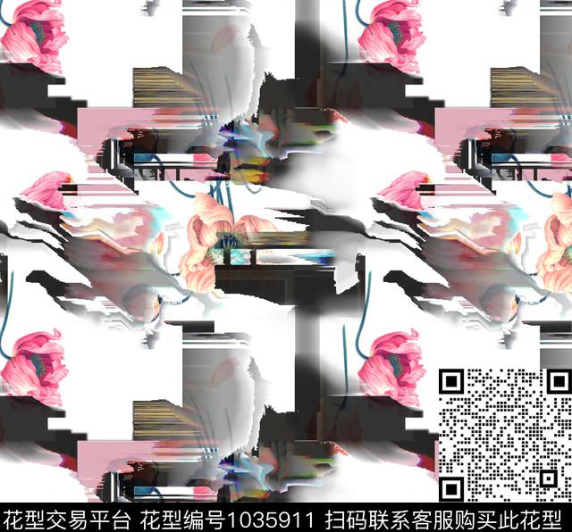 数码模糊抽象花卉.jpg - 1035911 - 动物花卉 3D立体 模糊 - 数码印花花型 － 女装花型设计 － 瓦栏