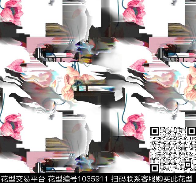 动物花卉3D立体模糊数码印花花型下载（图片编号: 1035911） - 瓦栏（Walan）