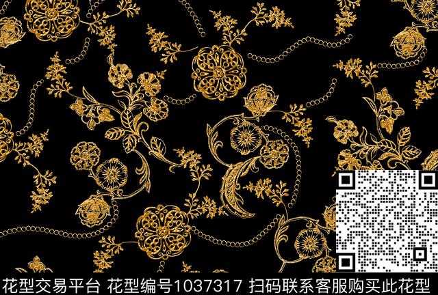 镀金花(S2).jpg - 1037317 - 民族风 数码花型 链条 - 数码印花花型 － 女装花型设计 － 瓦栏