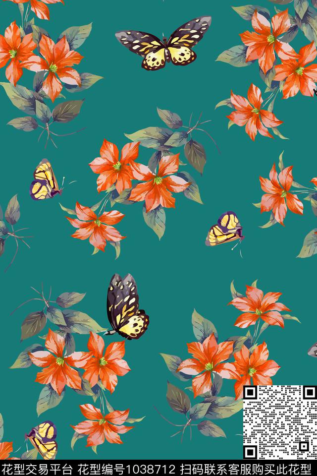 20180331a4.jpg - 1038712 - 花卉 蝴蝶兰 复古 - 数码印花花型 － 女装花型设计 － 瓦栏