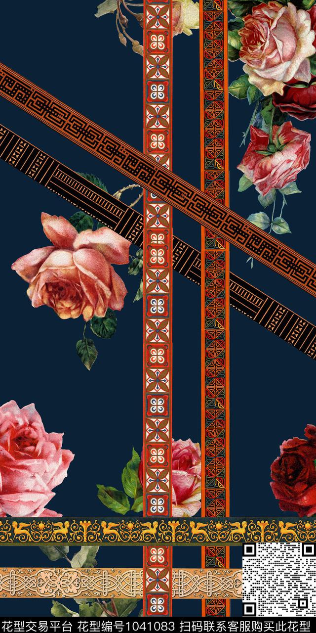 JY-17.jpg - 1041083 - 手绘花卉 几何 油画花型 - 数码印花花型 － 女装花型设计 － 瓦栏