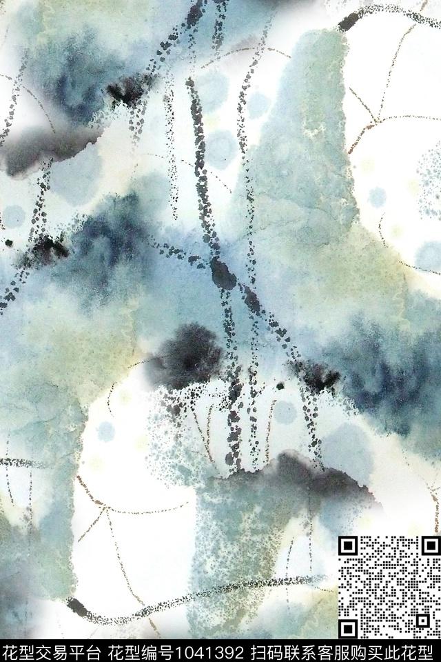 1804-02.jpg - 1041392 - 数码花型 抽象 水墨风 - 数码印花花型 － 女装花型设计 － 瓦栏