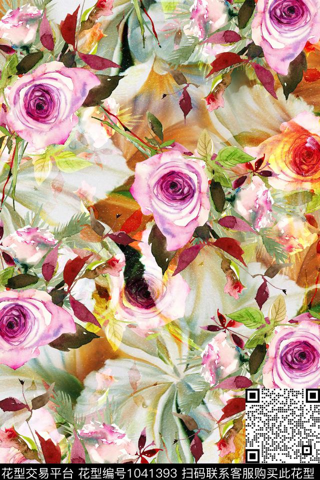 1804-03.jpg - 1041393 - 数码花型 抽象 水墨风 - 数码印花花型 － 女装花型设计 － 瓦栏