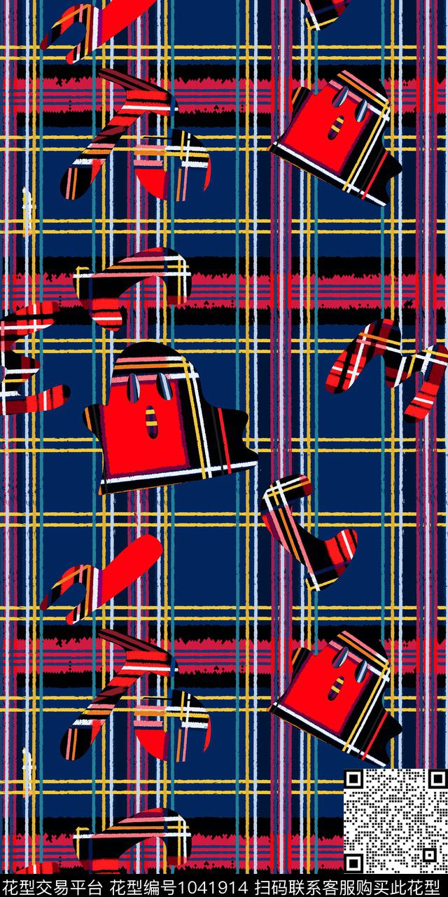 红蓝创意格仔.jpg - 1041914 - 数码花型 创意 格子 - 数码印花花型 － 女装花型设计 － 瓦栏