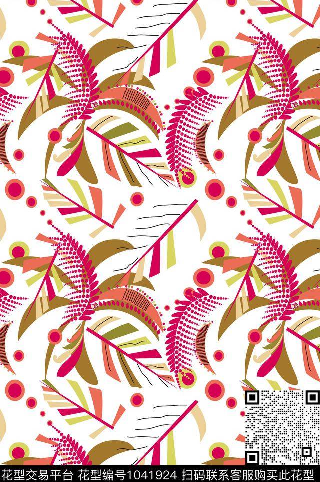 弯型月花.jpg - 1041924 - 创意 年轻女性 大牌风 - 数码印花花型 － 女装花型设计 － 瓦栏