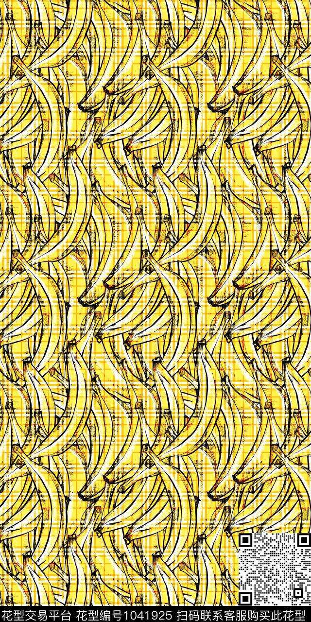 香蕉巴宝莉配色 (1).jpg - 1041925 - 创意 香蕉 大牌风 - 数码印花花型 － 女装花型设计 － 瓦栏