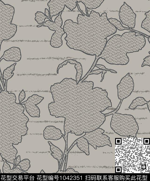 QM20180403.jpg - 1042351 - 大花 抽象花卉 线条花卉 - 传统印花花型 － 窗帘花型设计 － 瓦栏