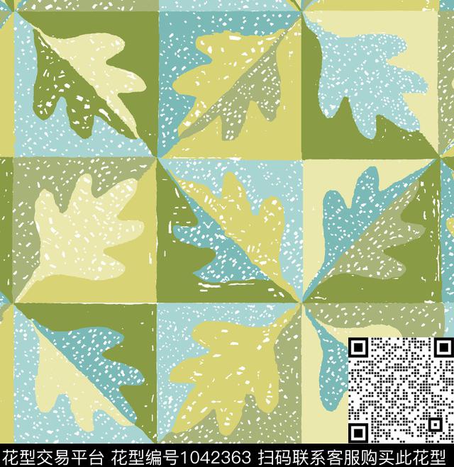 QM20180407.jpg - 1042363 - 桌布 沙发布 绿植树叶 - 传统印花花型 － 床品花型设计 － 瓦栏