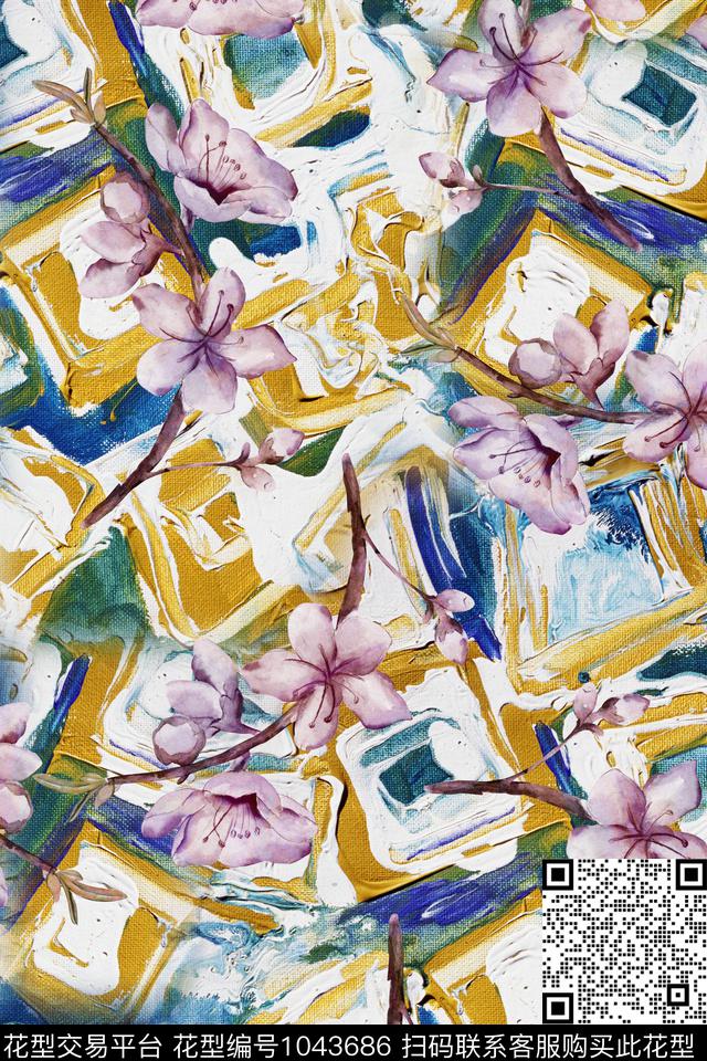 1804-17.jpg - 1043686 - 数码花型 抽象 水仙花 - 数码印花花型 － 女装花型设计 － 瓦栏
