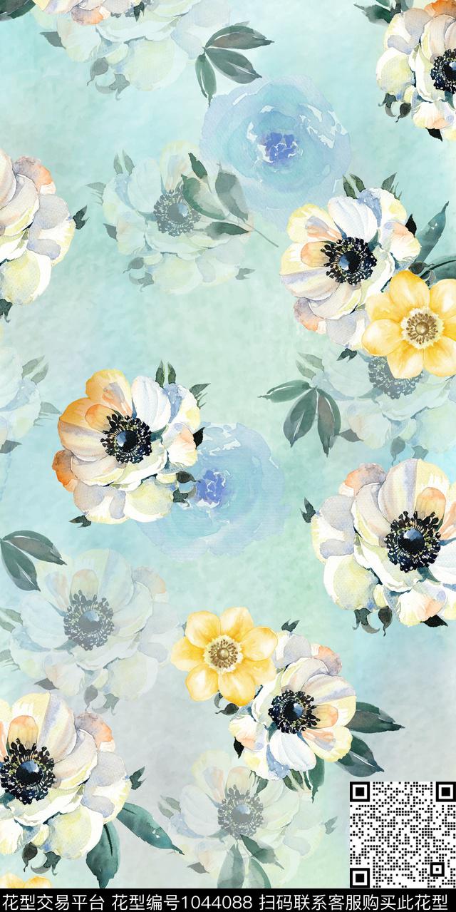 180410-1.jpg - 1044088 - 大花 水彩花卉 花卉 - 数码印花花型 － 女装花型设计 － 瓦栏