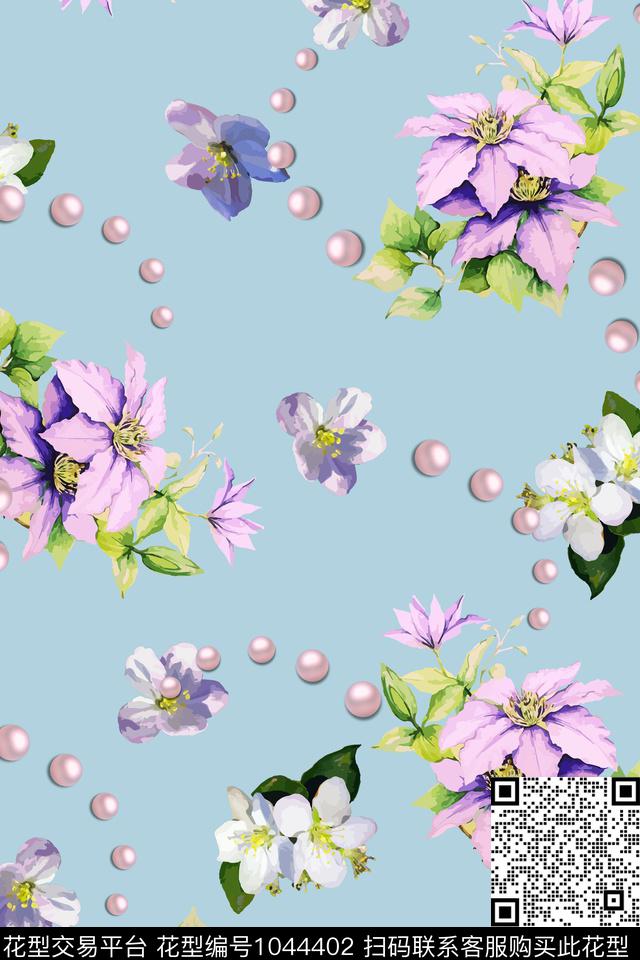 20180410a2.jpg - 1044402 - 花卉 梨花 珍珠 - 数码印花花型 － 女装花型设计 － 瓦栏