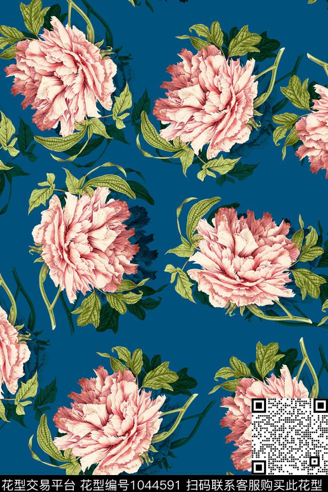 数码花型水彩花卉女装数码印花花型下载（图片编号: 1044591） - 瓦栏（Walan）